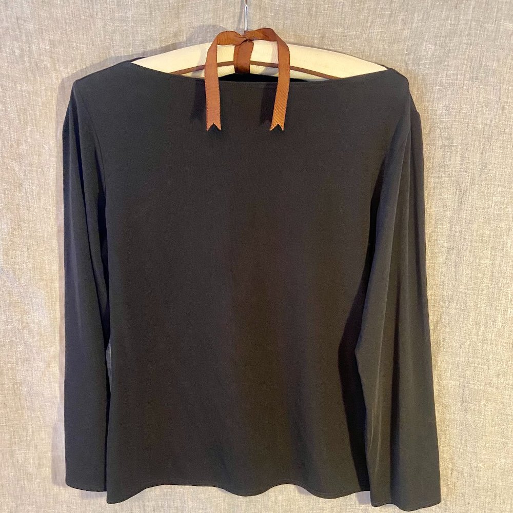 Laundry by Shelli Segal Black Boat Cut Long Sleeve Shirt Large